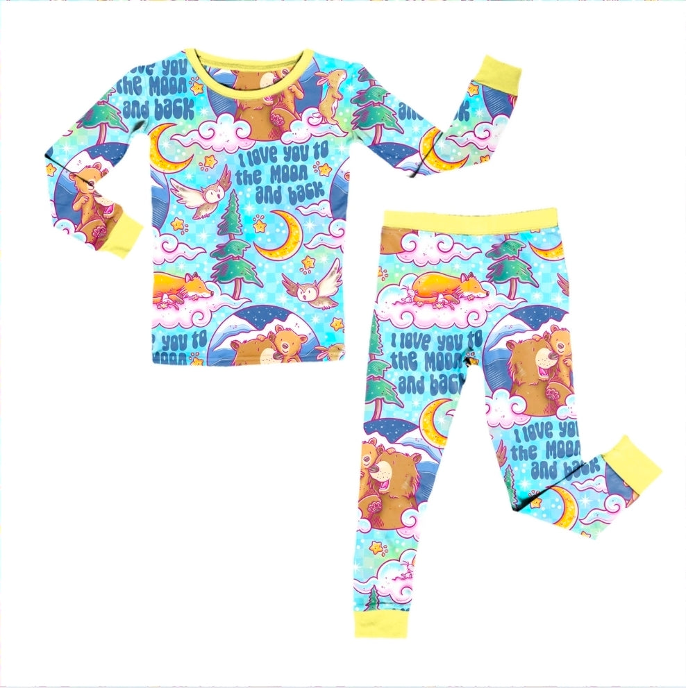 Moon and back two-piece pajamas