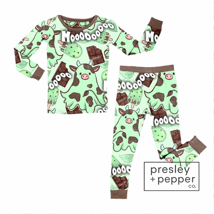 Preorder- mint chip boos two-piece pajamas