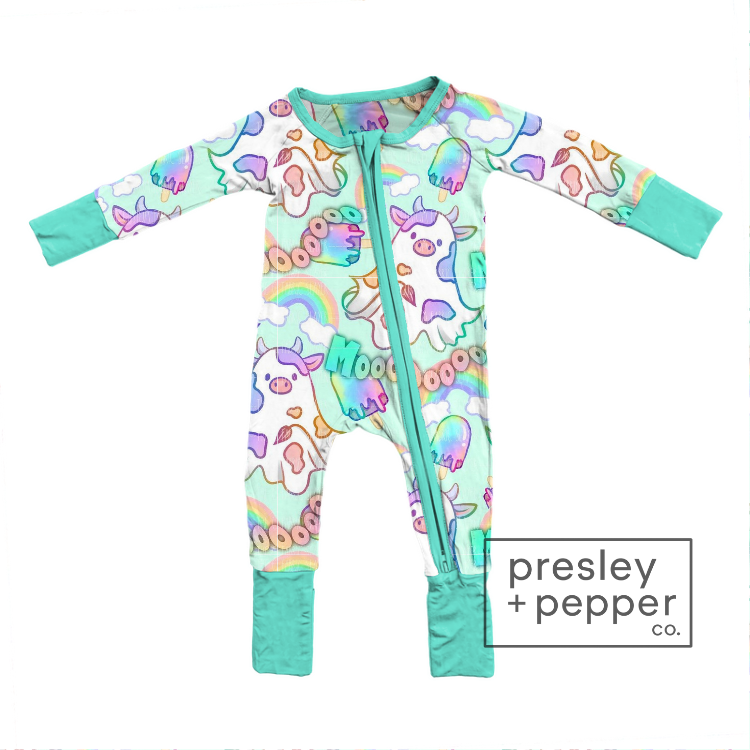 Preorder- rainbow boo cows zippy