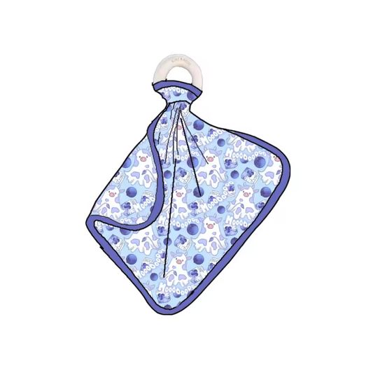 Preorder- blueberry boo cows Bamboo Lovey with Teether Ring