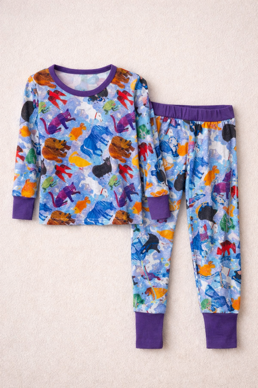 Brown bear two-piece pajamas